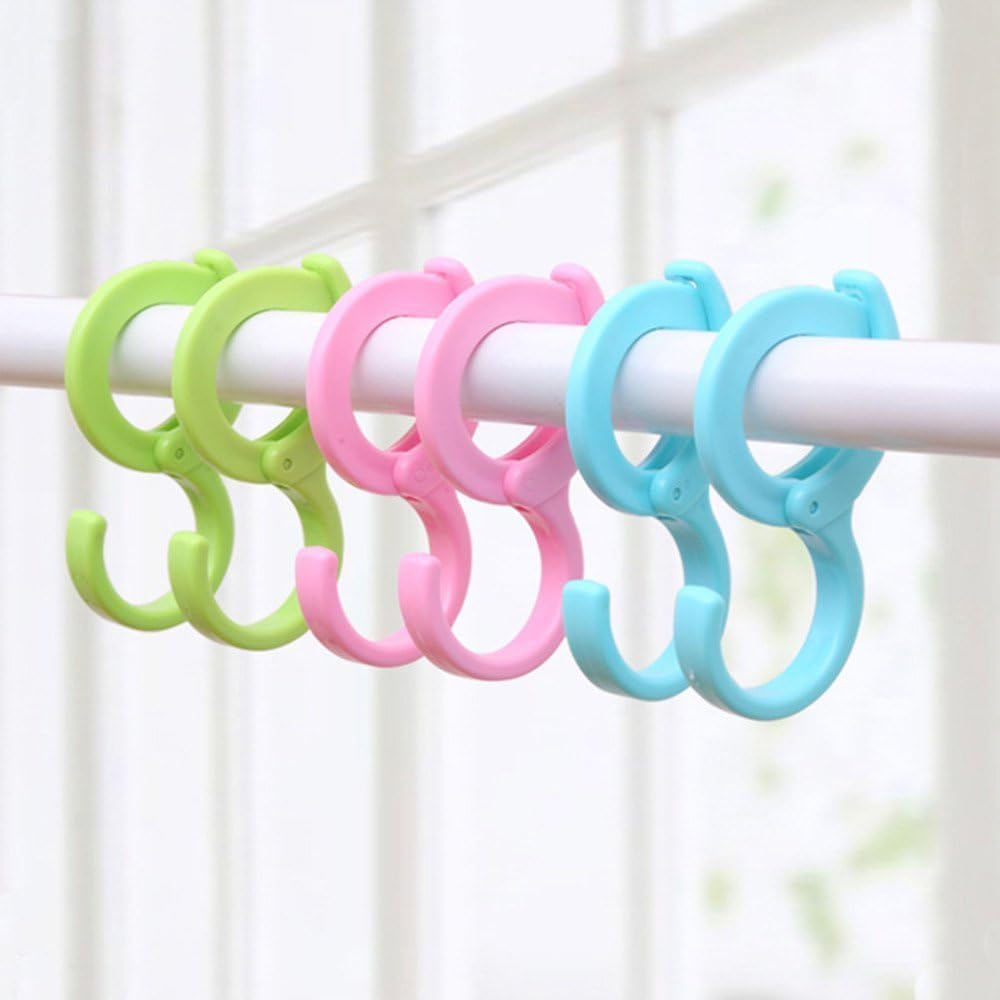 yueton 6pcs Colorful Plastic Multi-Purpose Hanging Hooks Hangers Organizer Utility Laundry Clothes Bag Hooks for Home, Office, Workshop, Exhibition
