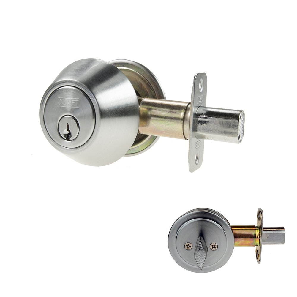 NU-SET Lock | Entry Single Cylinder Deadbolt Keyed Alike Lock & Lever Door Knob Combo | 6 Pack Door Knob & Deadbolt Lock Set | Home Improvement & Door Hardware (Satin Chrome)