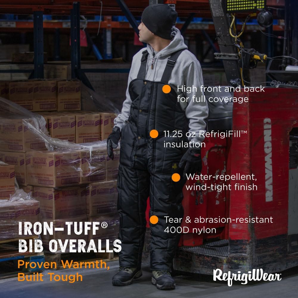 RefrigiWear Men's Iron-Tuff High-Bib Overalls - Insulated Bibs for Men -50°F Rating - Water-Resistant & Windtight Finish - Image 3