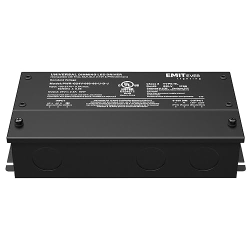 Miniatura 7 de EMITEVER Controlador LED Regulable de 60W, Fuente de Alimentación Regulable Triac de 24V, Transformador de CA a CC para Luz LED, Compatible