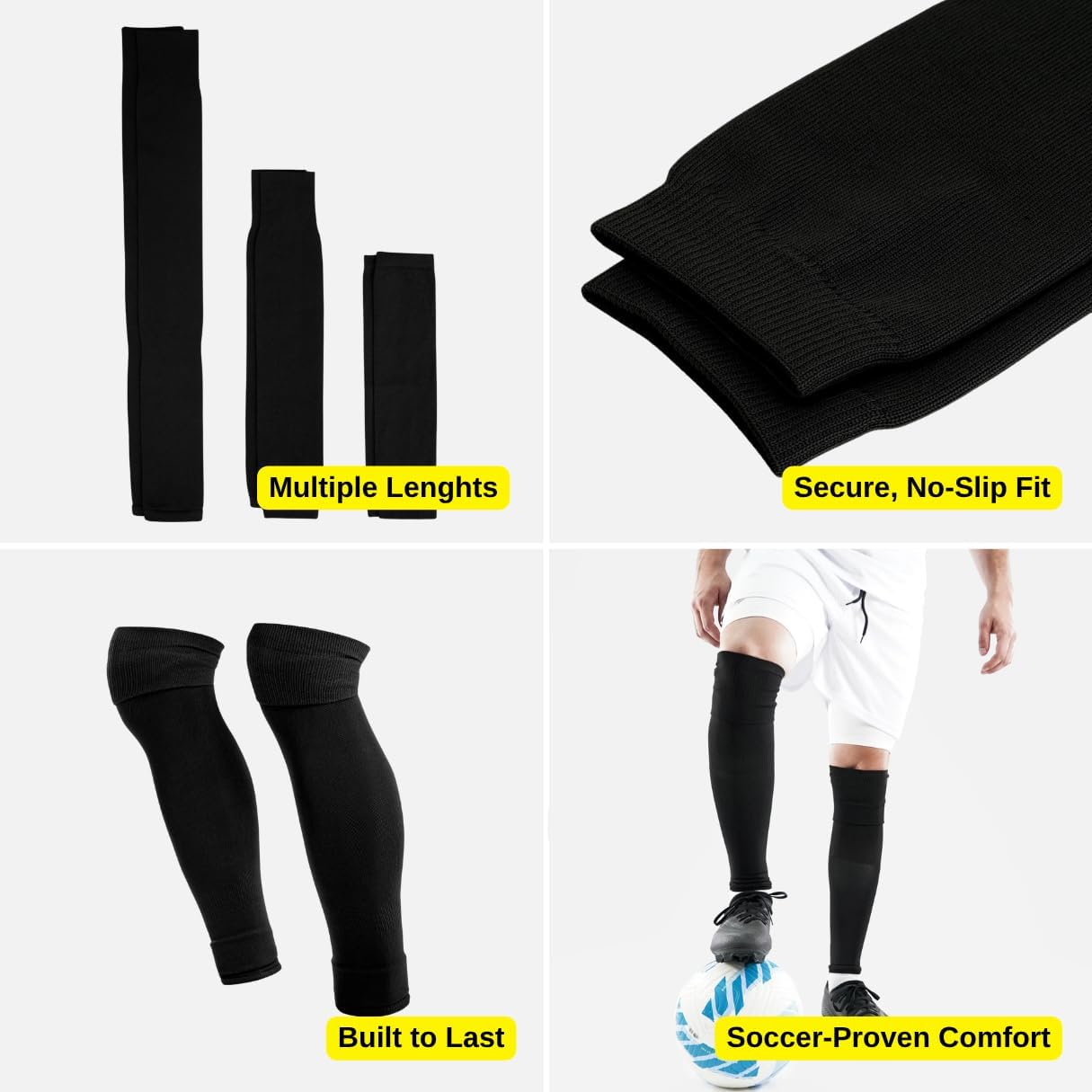 Pre Cut Soccer Socks for Men, Soccer Sock Sleeves for Grip Socks, No Cut Needed, Clean Leg Sleeves for Soccer and Football