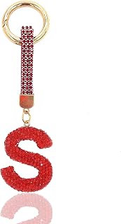 Bling Initial Letter Keyring Rhinestone Diamond Wrist Strap Spring Clasp Purse Handbag Car Key Charms for Women Girls