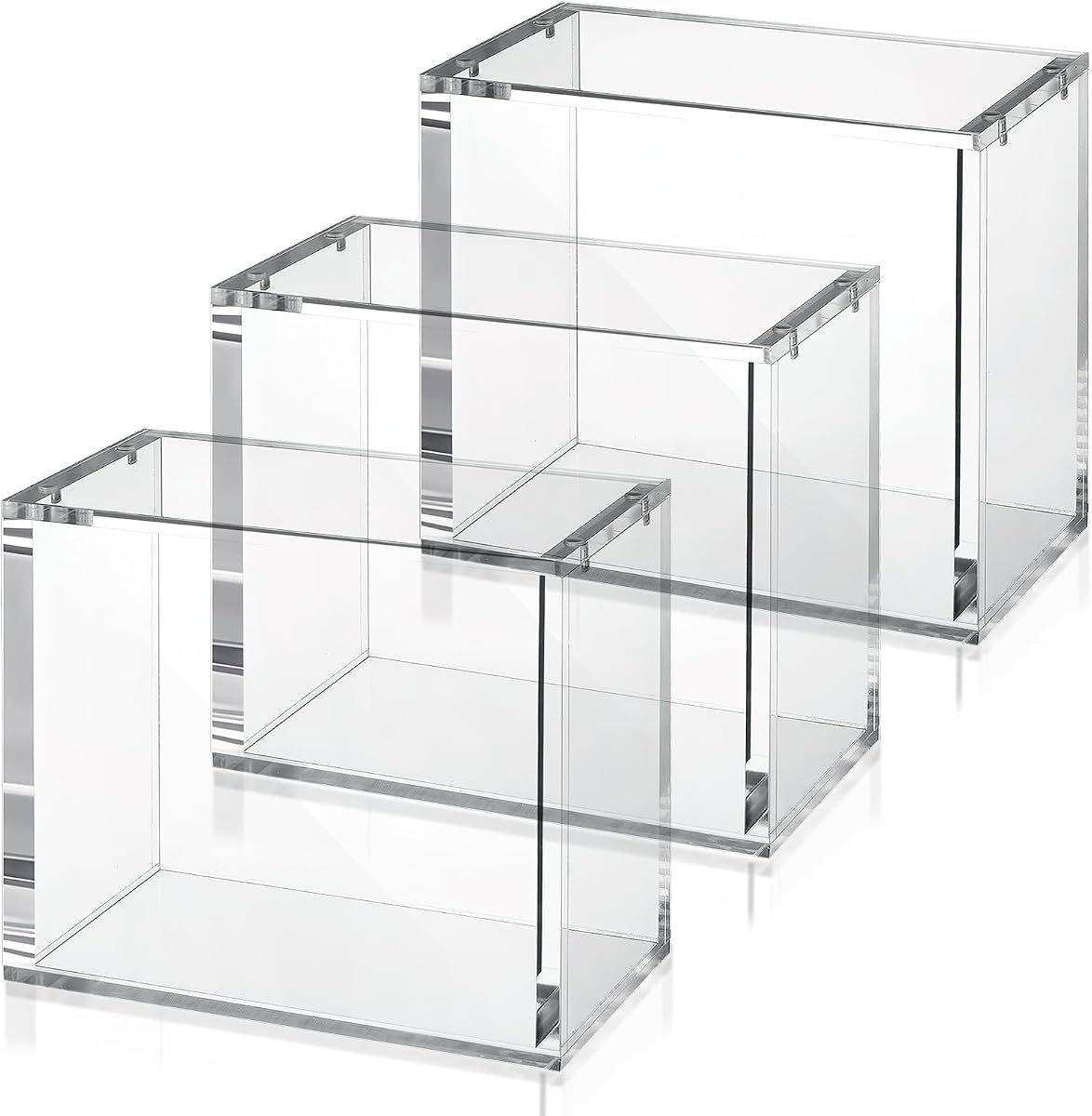 Paquete de 3 cajas de refuerzo Caja de acrílico apilable compatible con cajas de refuerzo PKMN Protector magnético Caja de presentación de refuerzo transparente de 5 mm de grosor para coleccionistas de tarjetas coleccionables