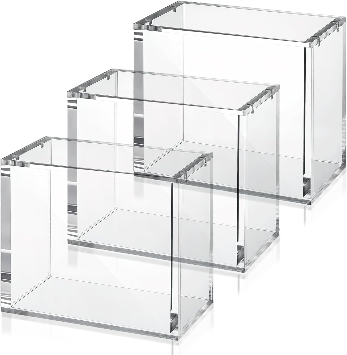 3 Pack Booster Box Acrylic Case Stackable Compatible with PKMN Booster Boxes Cases Protector Magnetic 5mm Thick Clear Booster Display Box for Trading Card Collectors