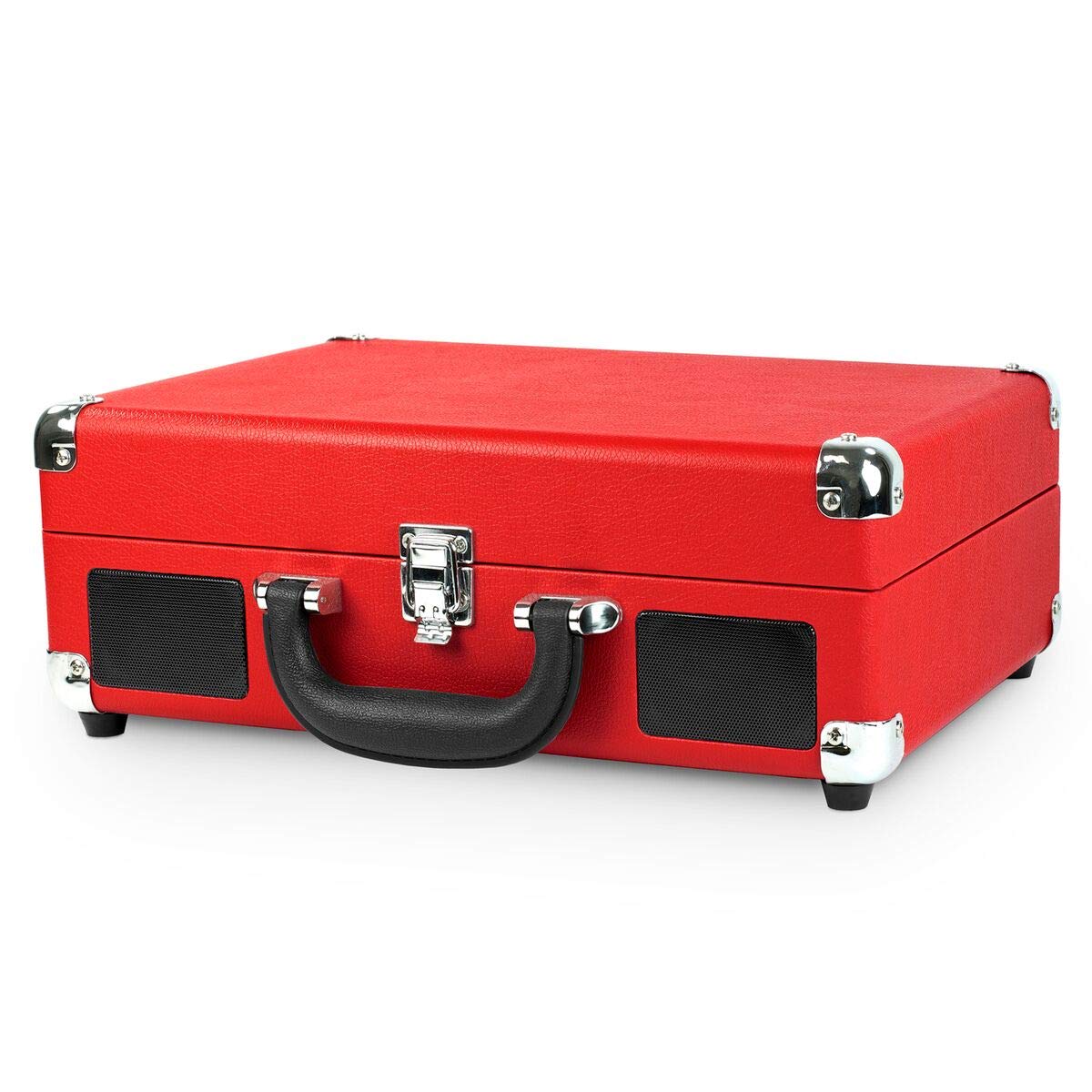 Victrola Journey – Tocadiscos portátil Tipo Maleta Bluetooth con Altavoces Integrados, 3 velocidades, Salida RCA y Jack para Auriculares (Rojo)