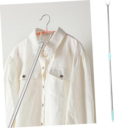 Miniatura 4 de Varilla telescópica de acero inoxidable para colgar ropa ropa que alcanza poste gancho varilla balcón uso en el hogar