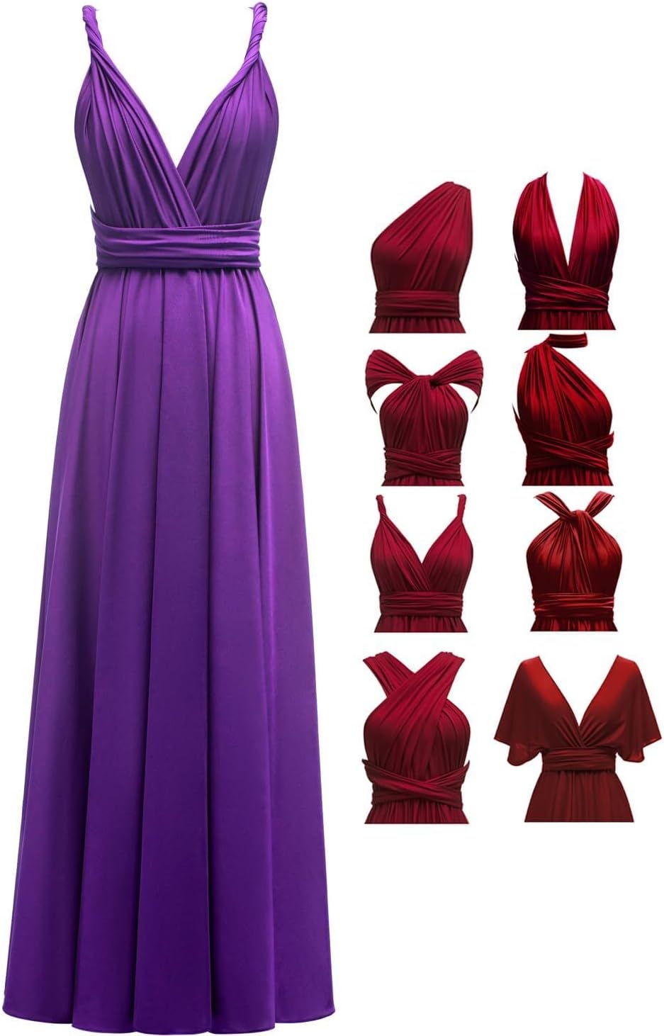 TTYBridal Infinity Dress with Bandeau,Bridesmaid Convertible Dresses for Women,Maxi Formal Dresses,Twist Wrap Dress Long