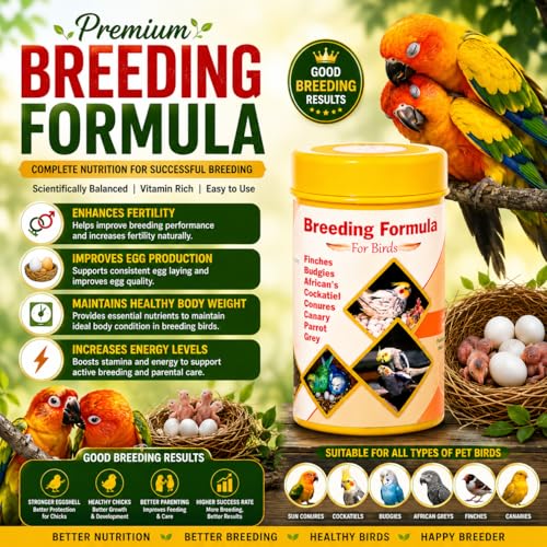 Image of Breeding Formula for Birds (200 Grams) | Fertility Support | Egg Production | Breeding Nutrition | Healthy Chicks | Cockatiel | Budgie | Lovebird | Conure | African Grey