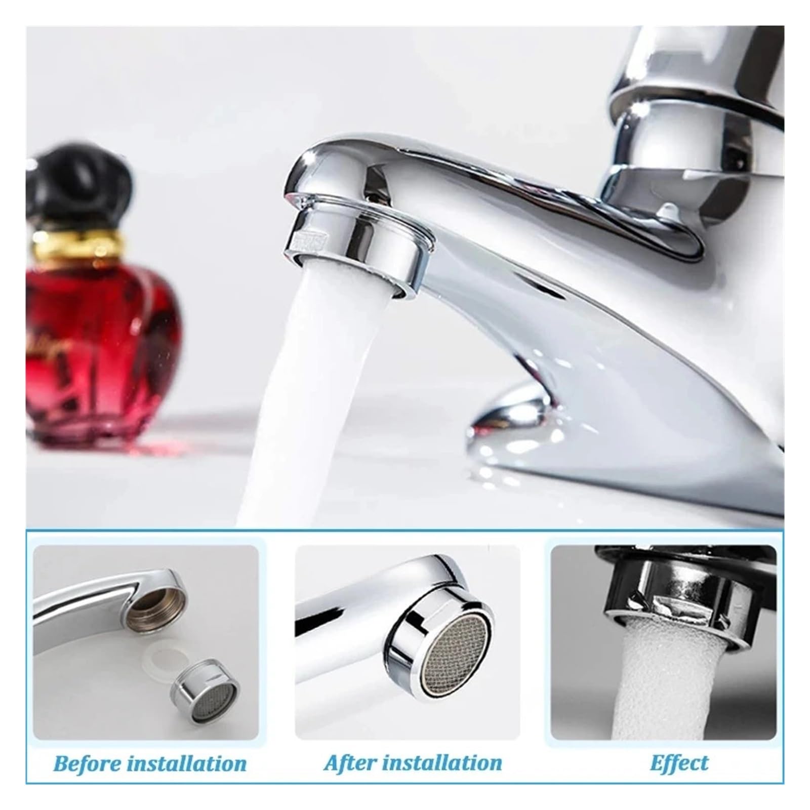 XYNSNDB Aeratori per rubinetto con filettatura da 24 mm Sostituzione risparmio idrico Filtro per rubinetto lavabo cucina Ugello misto Connettore rubinetto bagno Gorgogliatore Installazione semplice (3