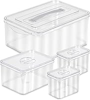 Vista 1 de Richards Homewares - Contenedores de almacenamiento de plástico transparente con tapas, 1 grande, 1 mediano y 2 recipientes pequeños