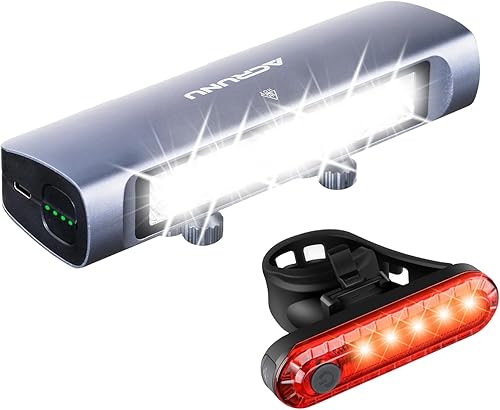 Juego de faros delanteros y luces traseras para bicicleta, 3400 lúmenes, superbrillantes, USB-C, recargable, IP67, batería externa de 8000 mAh, 9+3