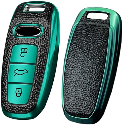 SANRILY Funda para llavero de piel sintética con patrón para Audi A6L A6 A7 A8 Q7 Q8 E-Tron 2018-2022 A3 S3 S6 SQ7 RS6 S7 RS7 Protección completa