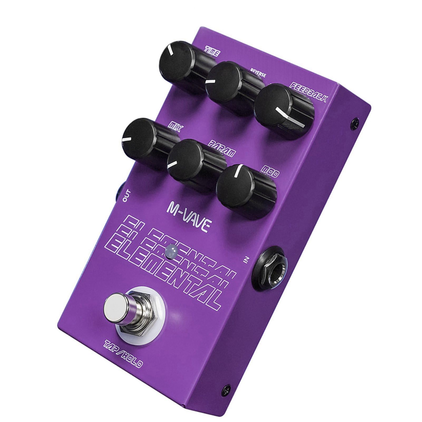 Bediffer Pedale per Chitarra Delay Digitale con Controllo Manopola a 9 Effetti per Musicisti Metal Purple