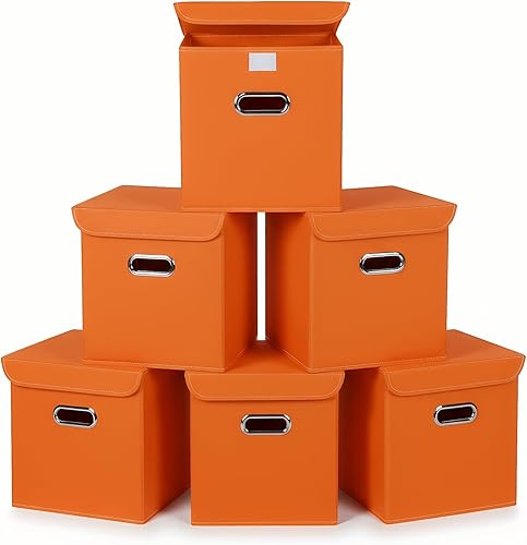 Vista 44 de Organizadores de armario de tela con tapas, cesta organizadora de almacenamiento plegable con asas, cajas de almacenamiento para almacenamiento