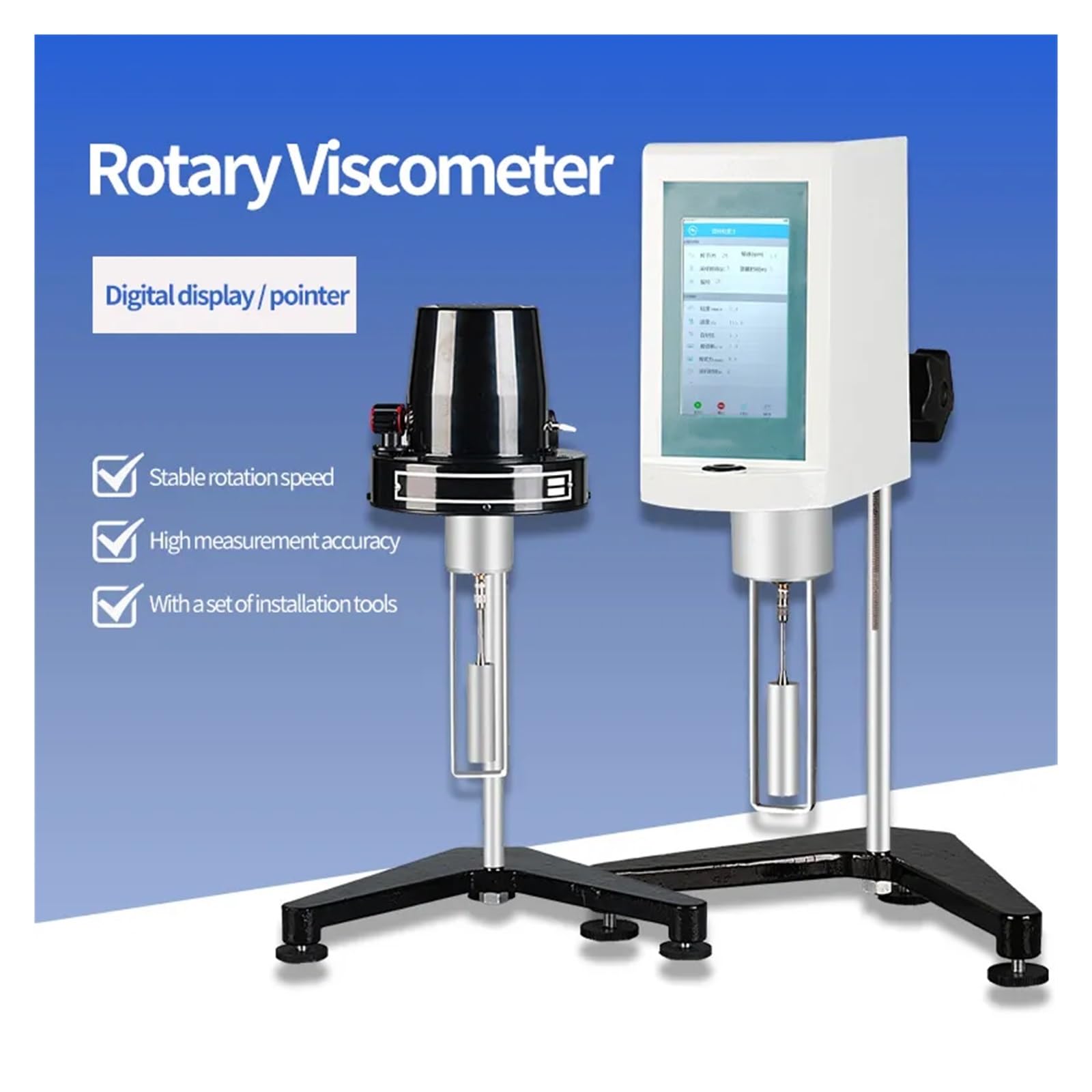 Viskositätsmessgerät, NDJ-1/4/5S/8S/9S-T Touchscreen, stufenlos variable Geschwindigkeit, Digitalanzeige, rotierendes Viskosimeter-Testgerät,Rotationsviskosimeter(NDJ-8S)