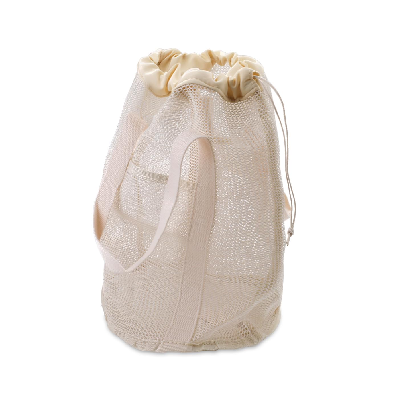 Ysreptorial 1 Packs Shower Caddy Portable Hanging, Sandproof Mesh Beach Bag, Drawstring Shower Bag with 1 Pockets for Camping Traveling Dorm Men Women Gym College Bathroom Toiletry (White)