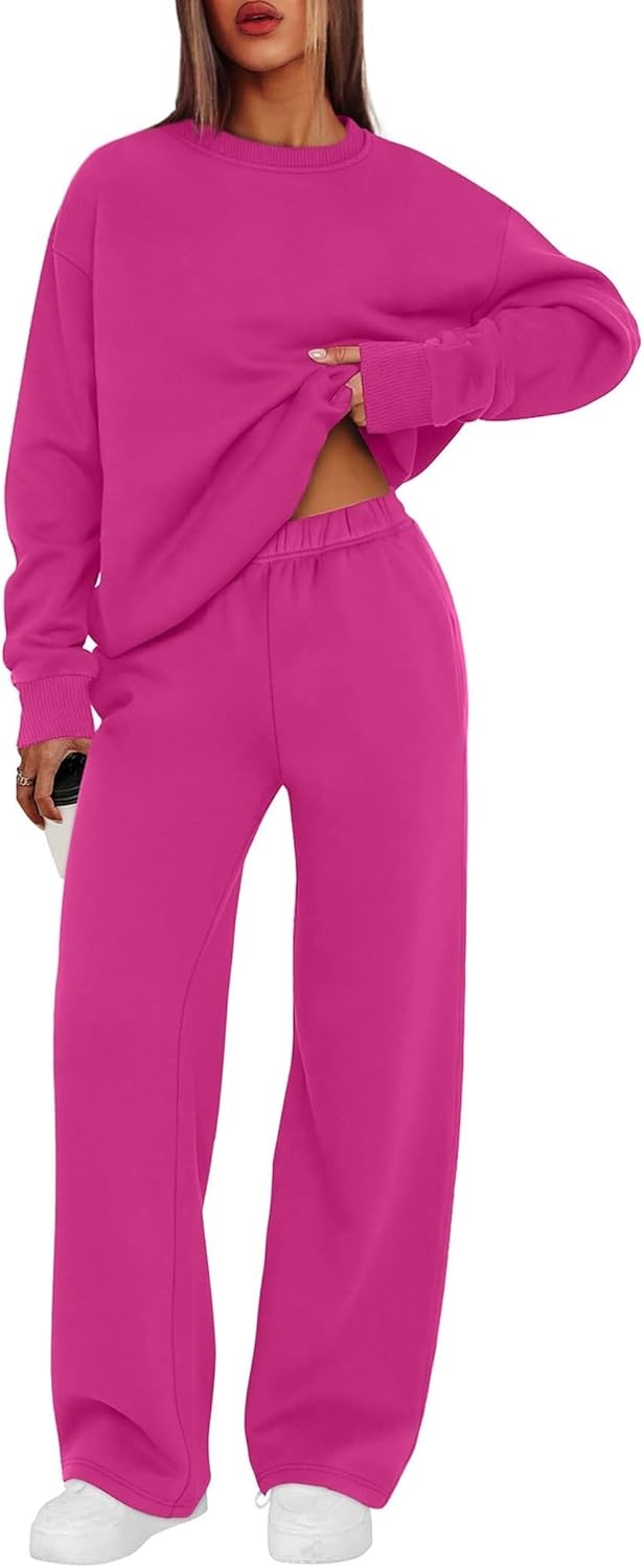 XIEERDUO Women's 2 Piece Sweatsuits - Matching Crewneck Lounge Sets, Soft Track Suits for Fall 2025 Outfits