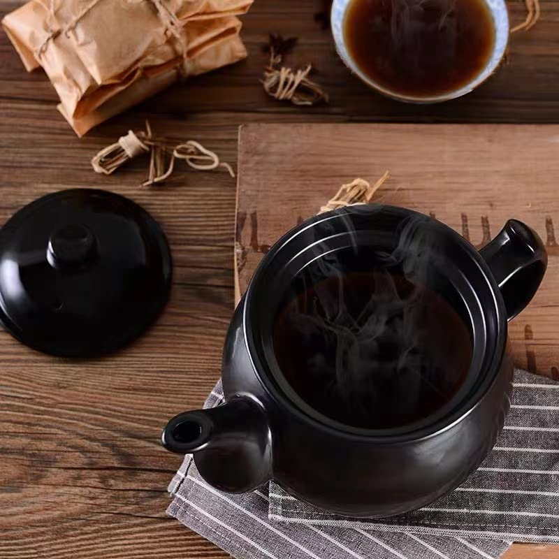 HEMOTON Casserole Terre Cuite Avec Couvercle Pot Traditionnel Pour Cuisson à Feu Vif Résistant Haute Température Design Anti-brûlure Sûr Pour Mijotage Multifonctionnelle