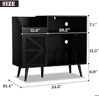 Vista 3 de Large Black Record Player Stand with Magnetic Door,350 Vinyl Record Storage Cabinet, Record Player Table with Power Outlet & LED Light,Turntable