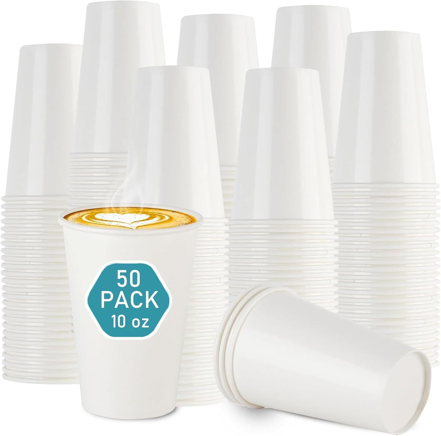 Amazon.com: vivigu Coffee Cups - 50 Pack Paper Cups 10 oz, Disposable ...