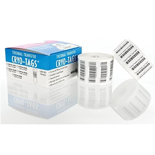 Diversified Biotech crth-3128cryo-babies etiqueta de transferencia térmica, 0.50" ancho, 1.28" largo, 3" diámetro de núcleo (Pack de 4000)