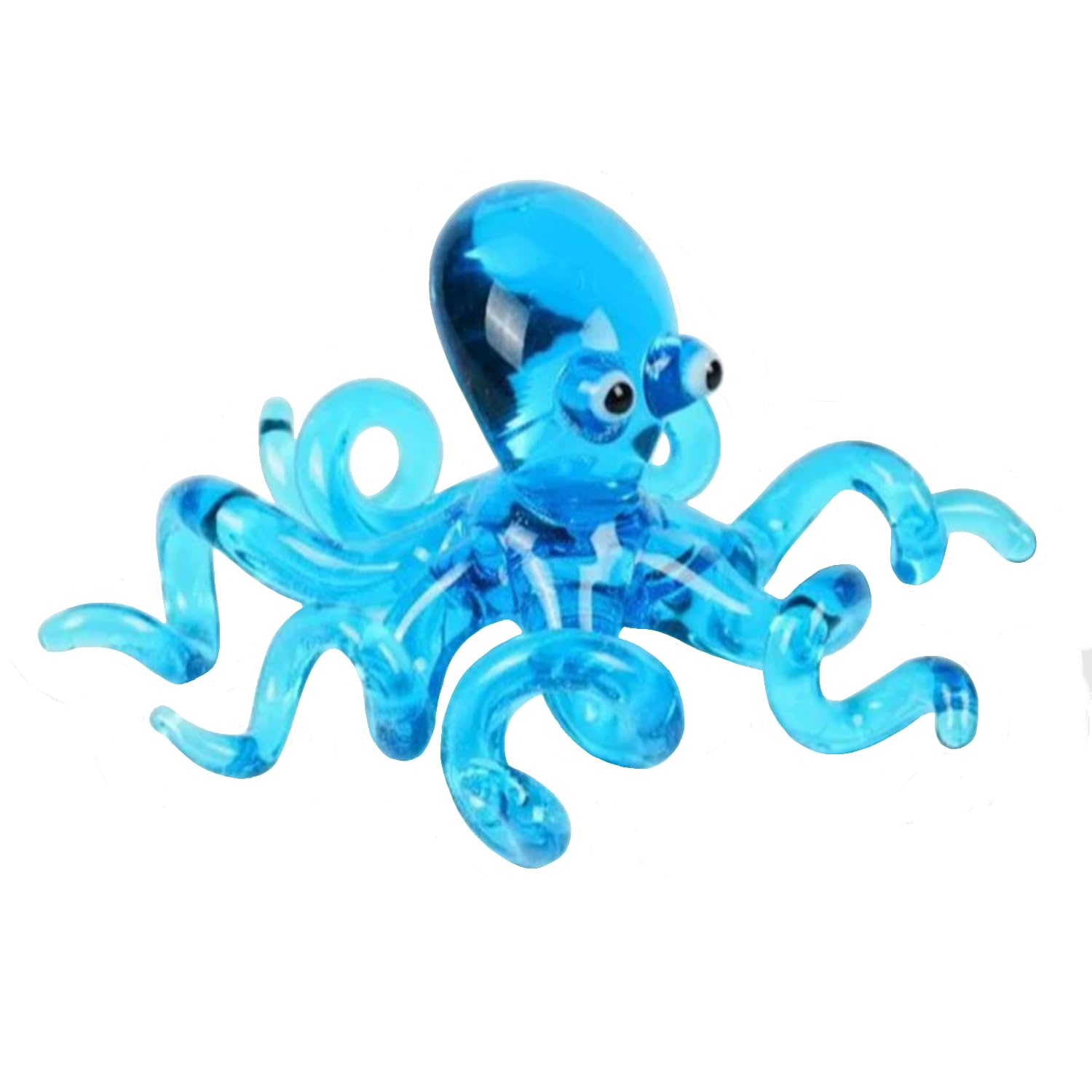 JTDZ Cute Octopus Figurine Art Handmade Blown Glass Ocean Animal Statue Collectible Desk Crystal Ornaments for Centerpiece Home Office Aquarium Deco
