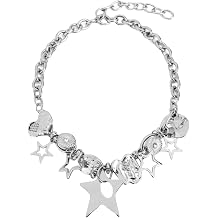 Silver Star Chunky Choker Necklace for Women, Y2K Chunky Silver Necklace
