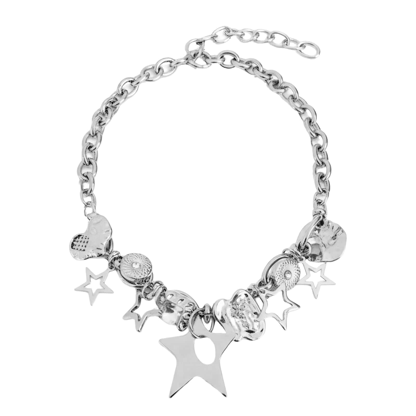 Silver Star Chunky Choker Necklace for Women, Y2K Chunky Silver Necklace Chunky Necklace, Junk Necklace Chunky Star Necklace Silver Emo Necklaces, Applicable to Outdoor Streets Y2K Accessories