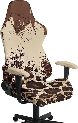 Miniatura 34 de Suobstales Wood Pattern Gaming Chair Cover with Armrest Covers, Stretchable Gaming Computer Office Chair Seat Cover Slipcovers with Zipper Universal