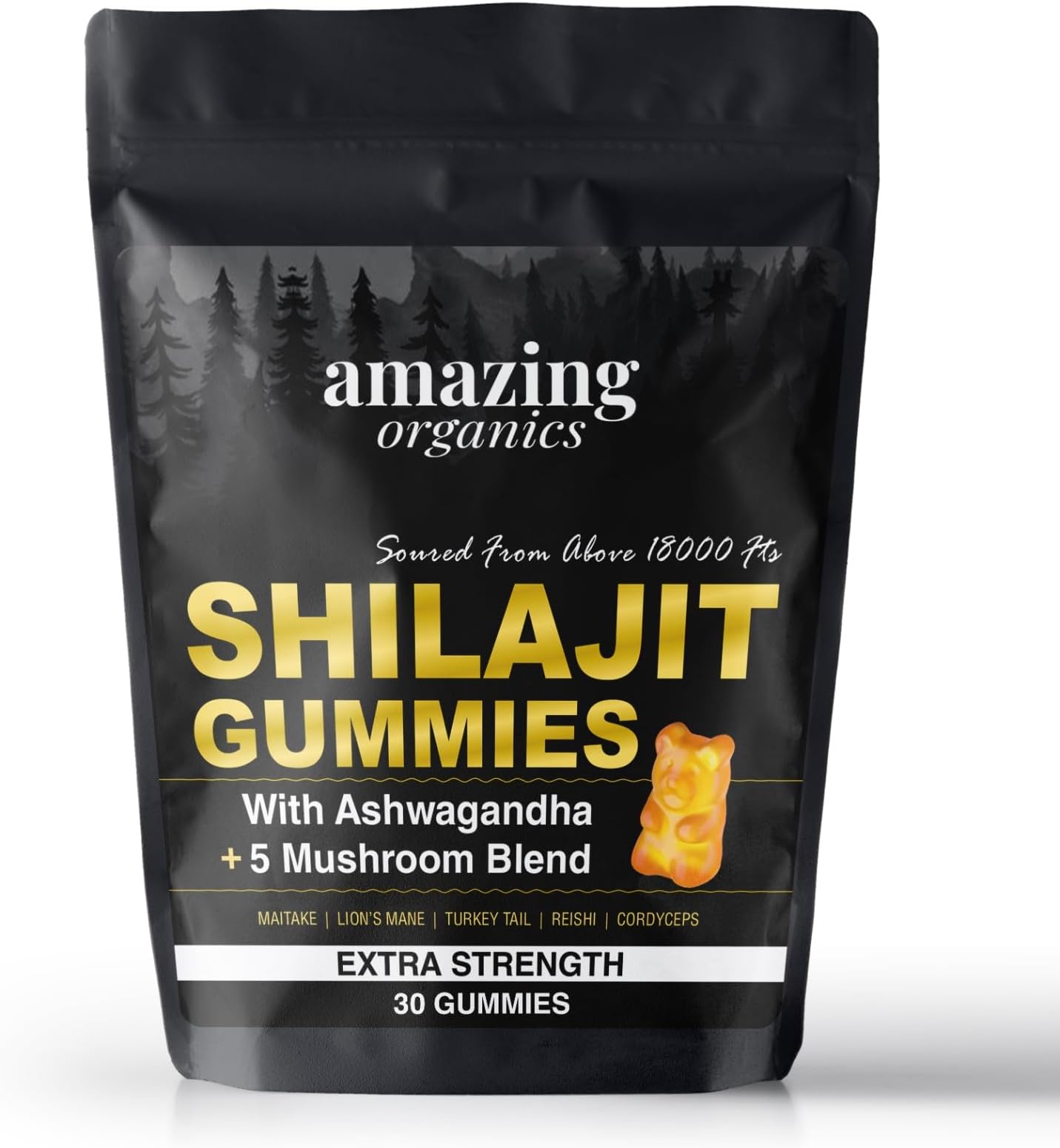 Shilajit Gummies with Ashwagandha, 5 Mushroom Blend, 30 Gummies