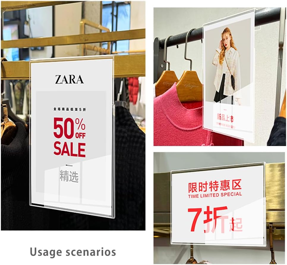 Acrylic Sign Holder Price Tag Displays Sign Holder Ads Display Stand for Retail Store Clothing Price (Horizontal A6 150×100mm /5.91×3.94 inches) - Image 7