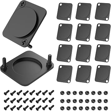 14PCS Panel-Mount Blank Plat [New Version 2026] D Series Rack Mount D Series Panel Aluminum Rack Panel Blanks XLR Panel Cover for Chassis Connector XLR Connector With installation Screws and Nuts