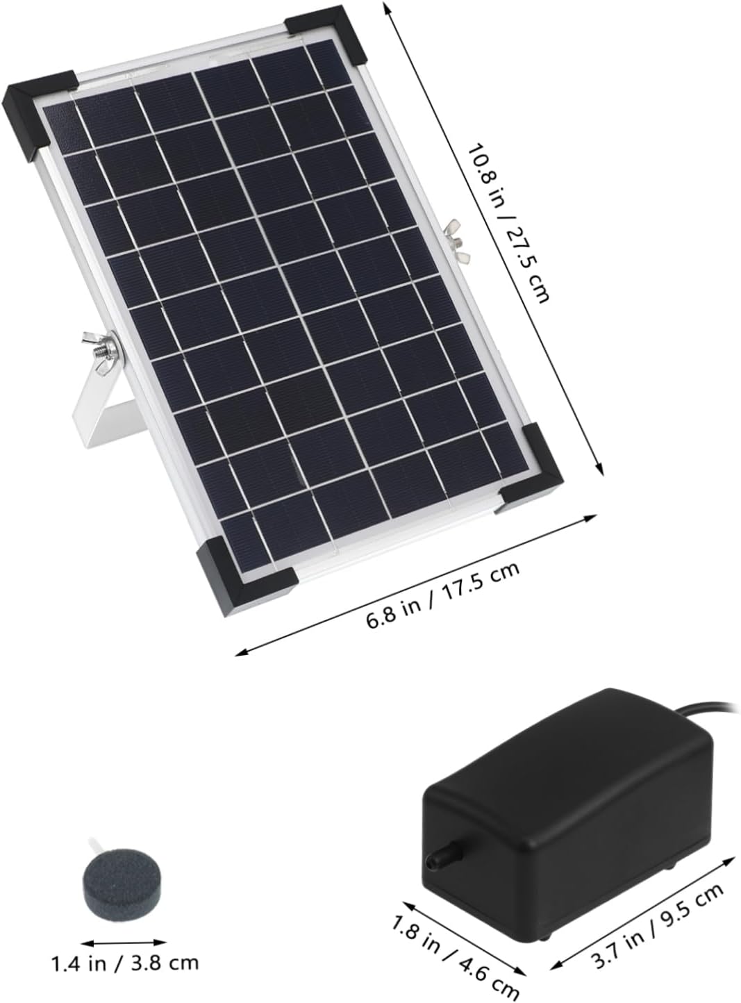 Mikikit Solar Powered Aquarium Air Pump High Efficiency Oxygen Pump for Fish Tank Aeration Outdoor Water Circulation Easy One-Button Construction