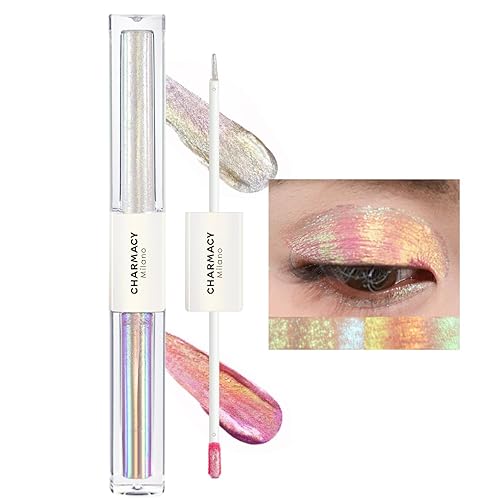 Miniatura 8 de CHARMACY Sombra de ojos líquida duocroma, aspecto de ojos multidimensional, juegos de sombras de ojos con purpurina de larga duración, pigmentos