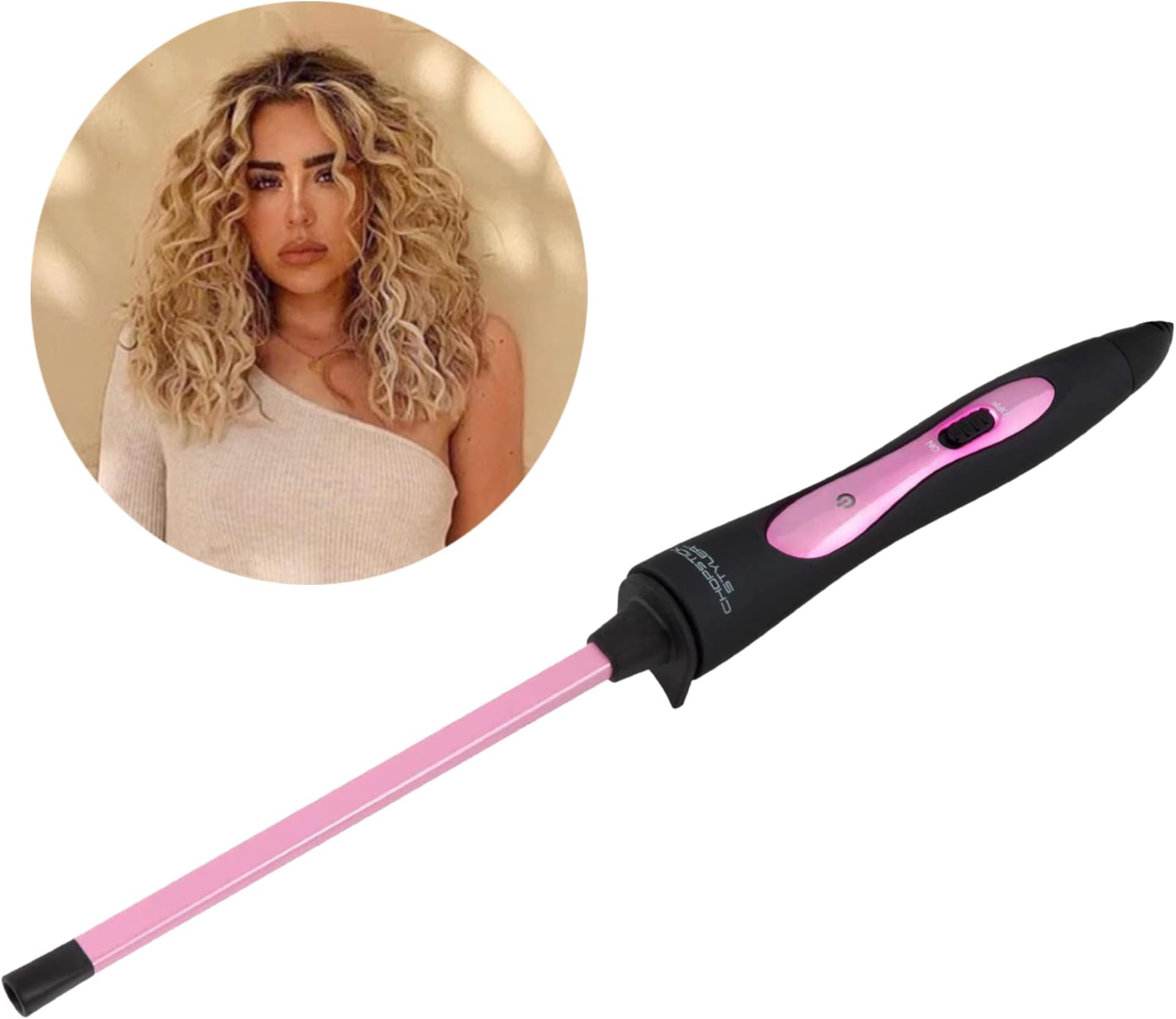 CHOPSTICK STYLER Heroine Curling Wand, 10mm Super Skinny Rectangular Ceramic Barrel for Tight Long Lasting Chopstick Curls for Long & Short Hair with Heat Glove