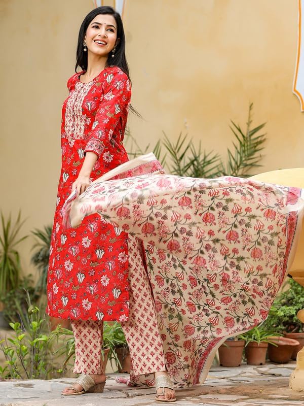 Image of Vaamsi Women's Rayon Blend Printed Kurta Pant Dupatta Set
