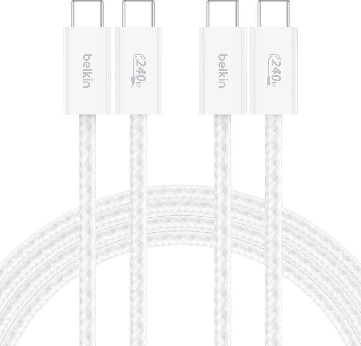 Cable USB C a USB C de 240 W, paquete de 2, cable cargador rápido para iPhone de 6,6 pies | iPhone 15/16/17, Samsung Galaxy S26, Pixel 10, Airpods, iPad, Nintendo Switch 2, MacBook, Steam Deck, Viajes, Chromebook