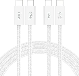 Belkin USB C to USB C 240W Cable 2 Pack, 6.6ft Fast iPhone Charger Cord