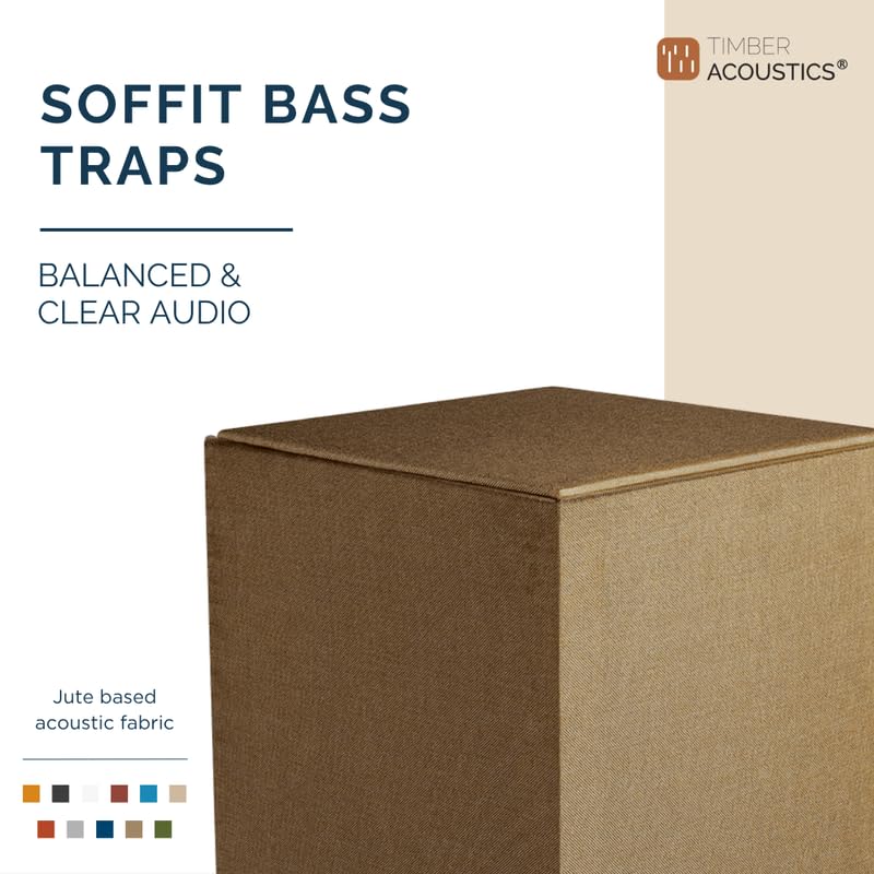 Image of Timber Acoustics Soffit Bass Traps | Premium Low-Frequency Absorption for Balanced & Clear Audio | Acoustic Room Treatment | Soundproof Corner Panels (Dark Beige, 4ft x 18in)