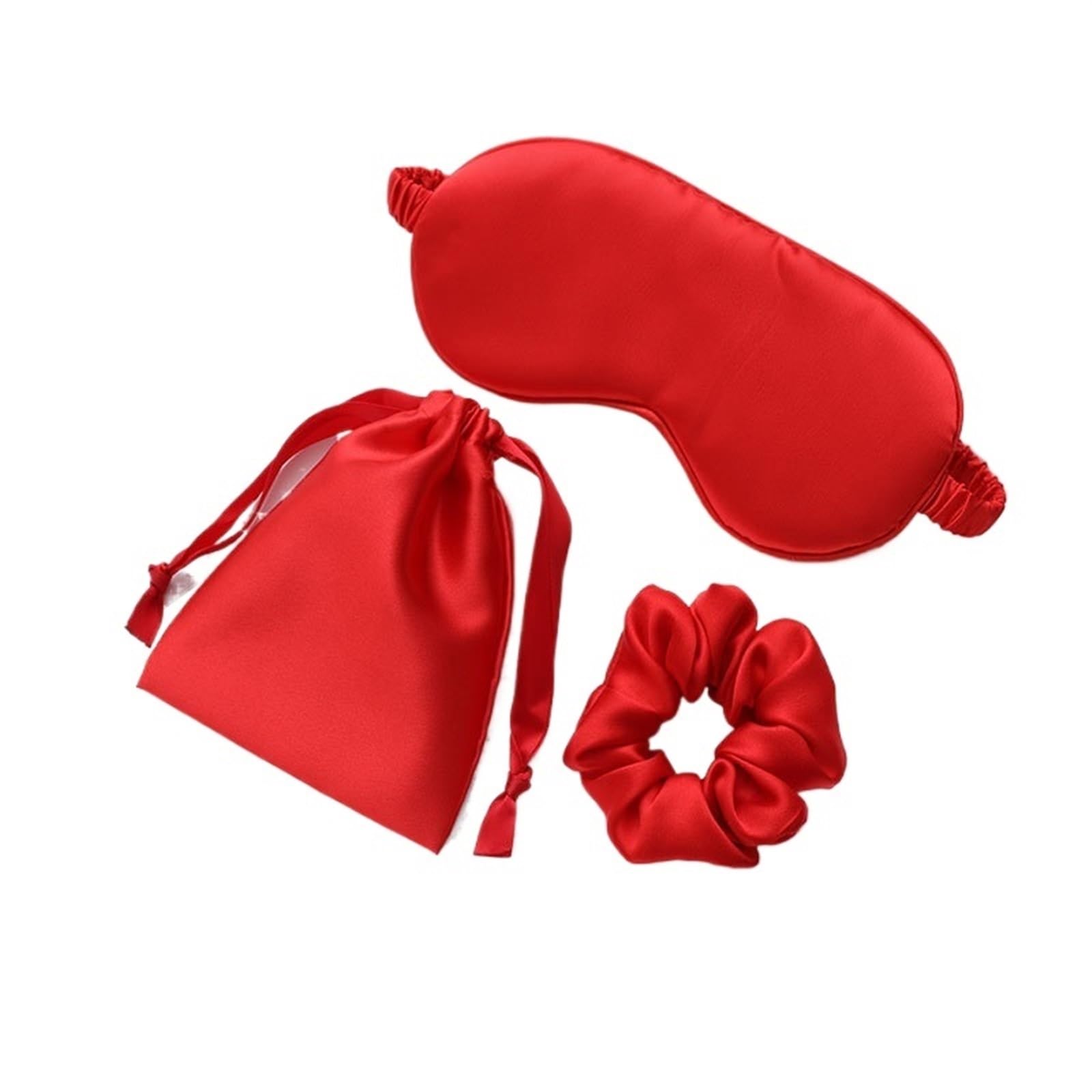 Máscaras para dormir Zero Eye Pressure Blackout pa Juego de 3 máscaras de seda for ojos for mujer, parches for ojos for dormir de imitación de seda(Red)