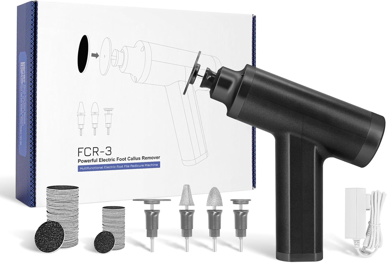 Upgraded Electric Callus Remover for Feet 4500rpm, Adjustable Speed Professional Electric Foot Sander Grinder Foot File for Calloused Feet Dead Hard Cracked Skin, with 4 Interchangeable Heads (Black)