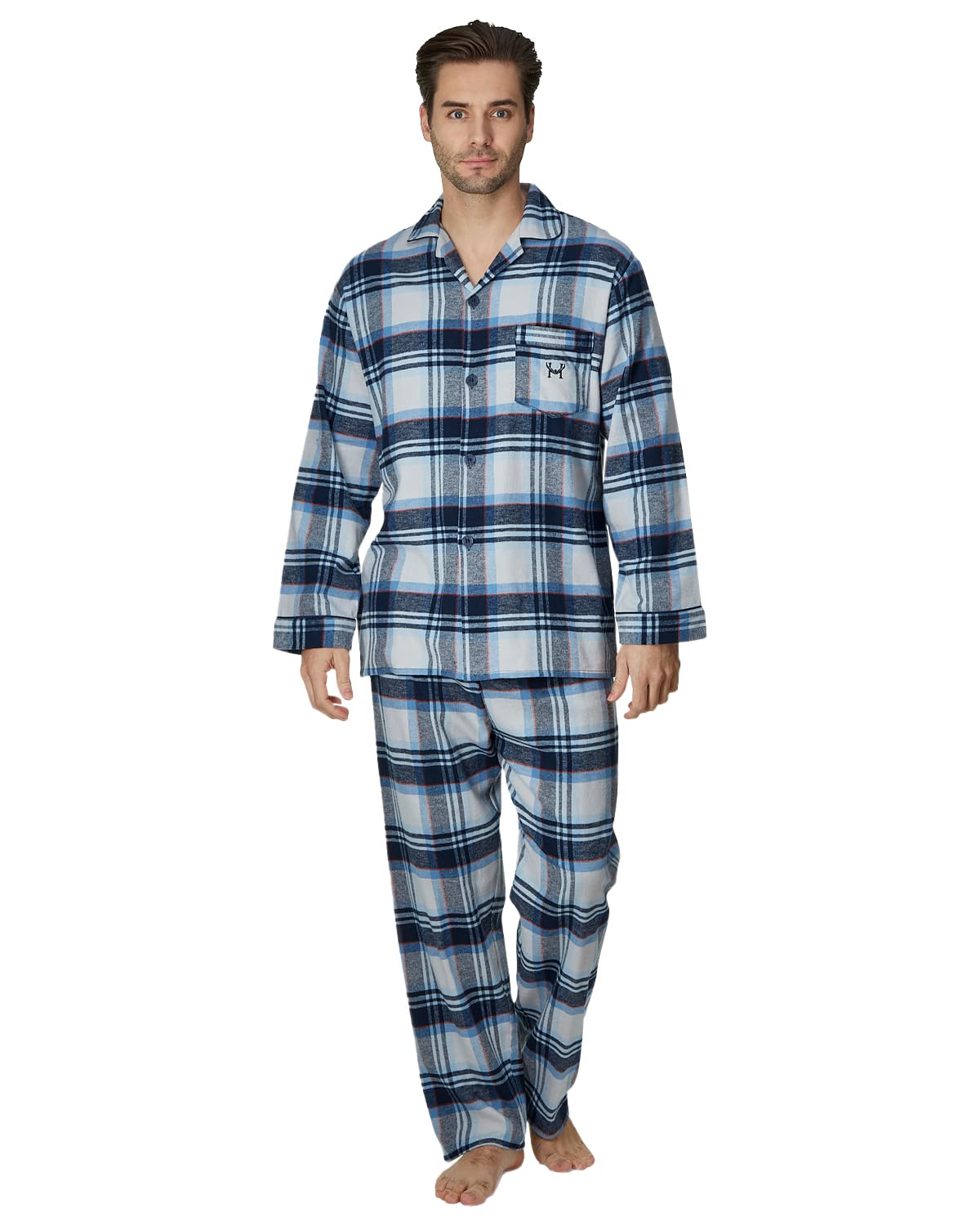 Undercover Men's Grey/Blue Check Haigman Brushed Cotton Pyjamas 7493-3 Xl