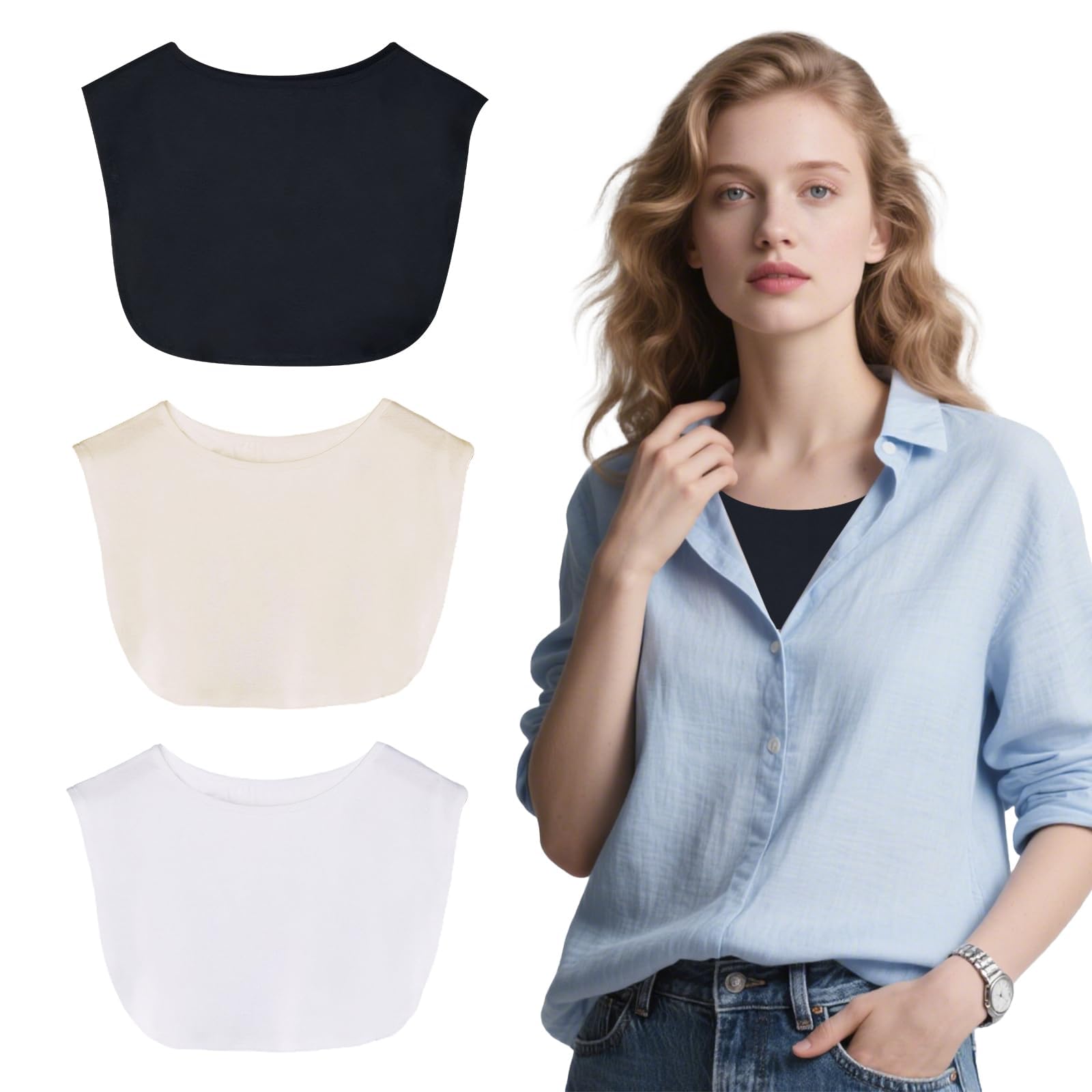 Photo 1 of AQOYNQ Cleavage Cover up for Low Neckline, 3 PCS Detachable Modesty Panels for Women - Mock Camisole Cleavage Cover
