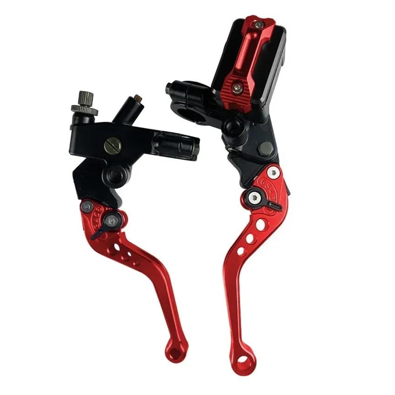 HONGSHIZI Handlebar Brake Clutch Lever 1 Pair Universal 7/8" 22mm CNC Adjustable Motorcycle Brake Master Cylinder Lever Cable Clutch Reservoir Brake Lever(Red B)