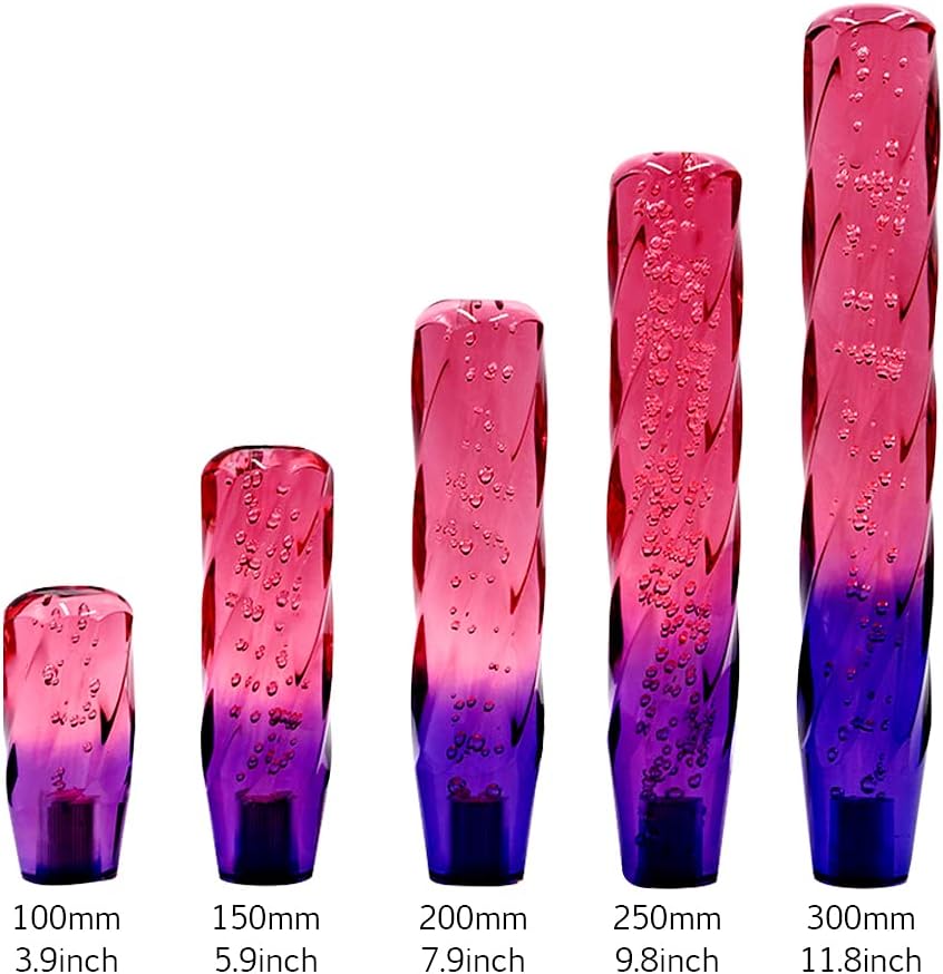 Sakali Shift Knob Acrylic Gear Shift Knob Car Personality Color Crystal Diamond Stick Shift Knob Cover Universal Manual Automatic Shift Knob (Pink + Purple,250mm)