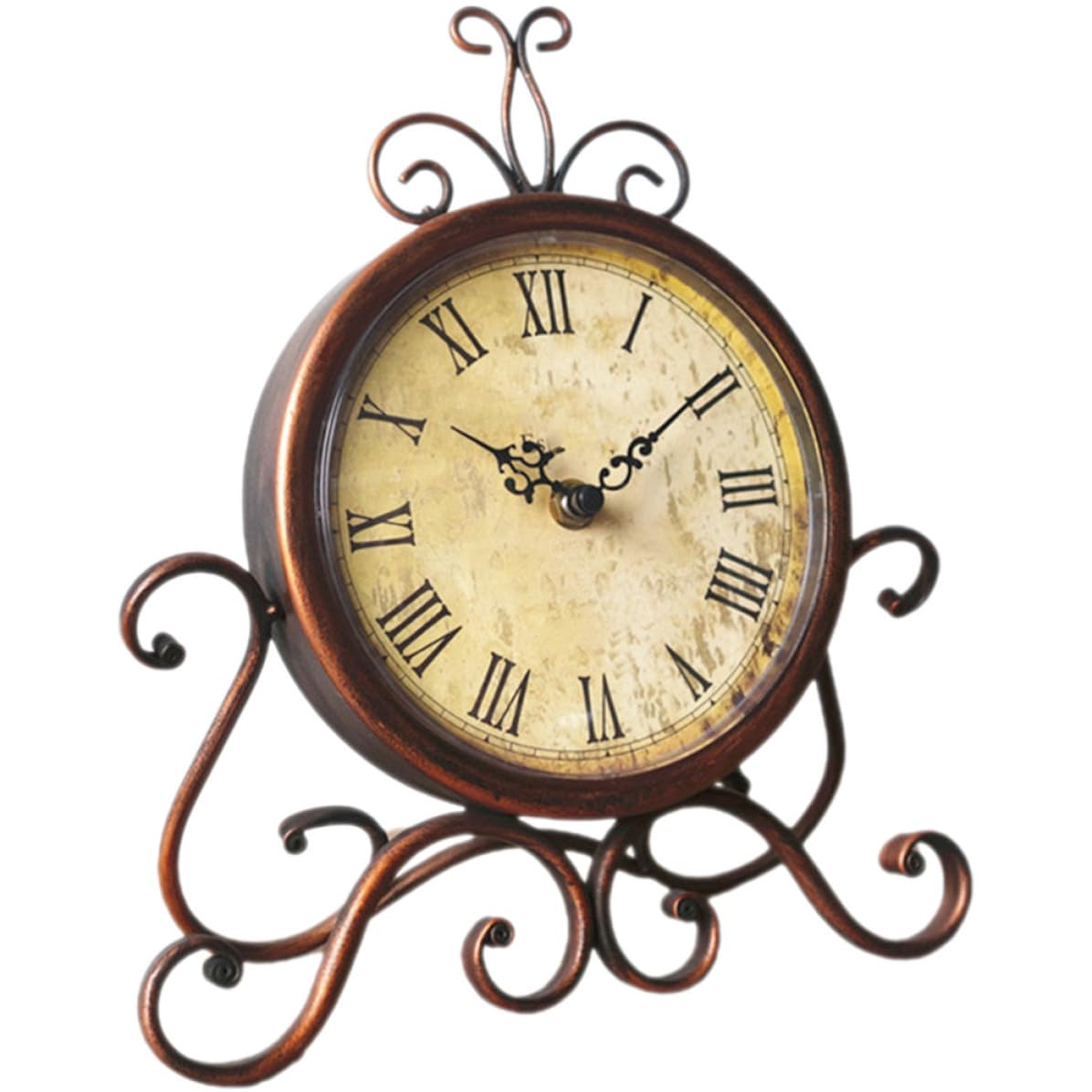 Reloj de sobremesa vintage de hierro y cristal para decorar mesitas o estanterías