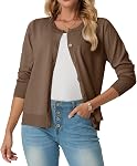 GRECERELLE Cardigan pour les femmes Col d'équipage manches longues Ouvert Bouton avant Down Classic Pull à mailles Casual Loose