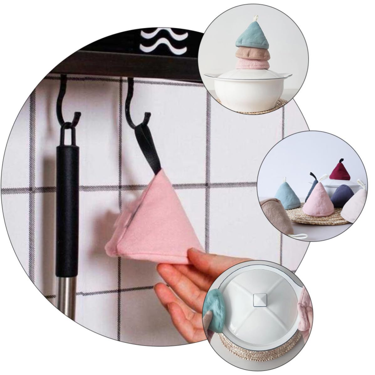 Lot de 2 mini maniques en coton, isolation thermique, pour plats chauds, passent au micro-ondes et aux ustensiles de cuisson