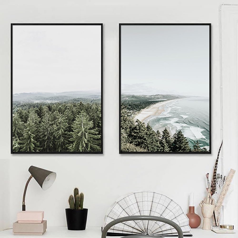 WUHBCZ Canvas Paints,Abstract Seascape Nordic Canvas Painting Living Room Mural Porch Painting Natural Scenery Bedroom Office Wall Art Home Decor Artwork-60 * 70cm*2PCS (No Frame)