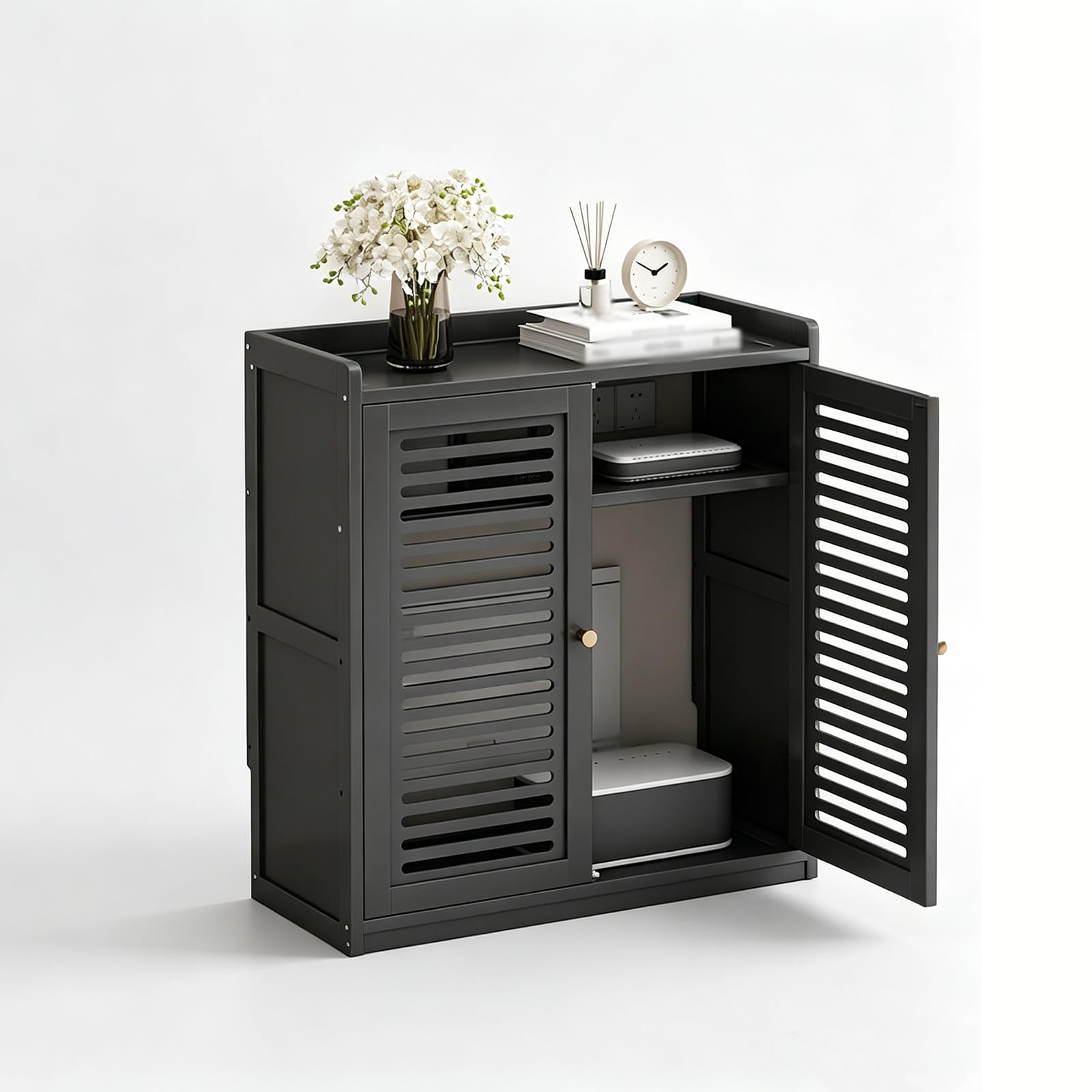 Mueble HiFi ventilado con estantes regulables para consolas y soportes multimedia